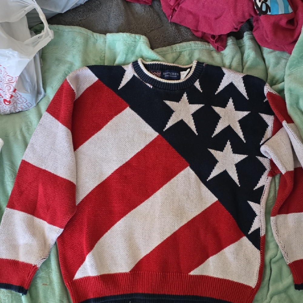 Patriotic Stars and Stripes Crewneck Sweater